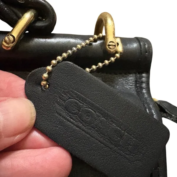 Vintage Coach Willis Bag‎ 9927 Black Leather Crossbody Satchel Brass Hardware - Image 6