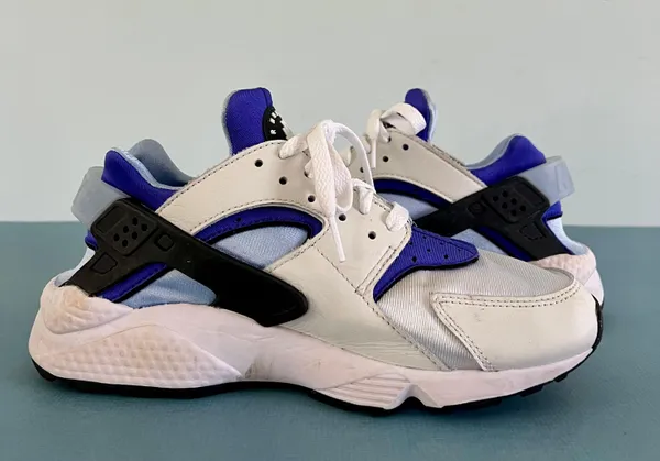 Nike Air Huarache White Lapis Deep Royal Blue Black Sneakers - Image 4