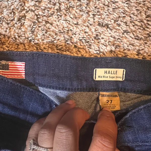 True Religion Halle Mid‎ Rise Super Skinny Jeans Dark Wash Size 27 - Image 2