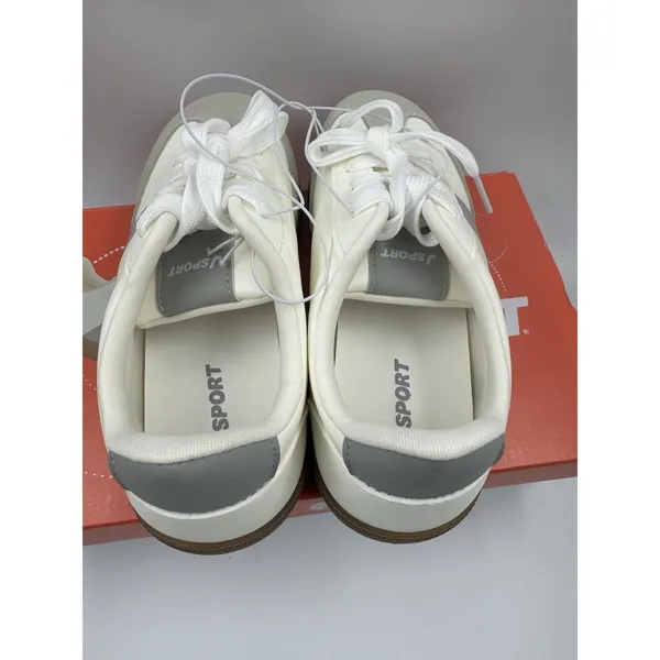 New J Sport Cecily Women’s Sneaker Suede White/Grey Low Top Shoes Size 6.5 US - Image 5