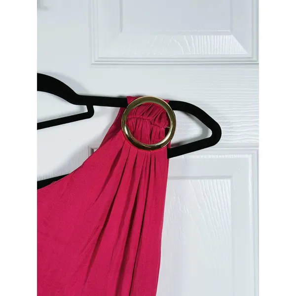 Lulu's Womens Satin One Shoulder Maxi Dress Belted S Pink Wedding Guest Event - Image 7