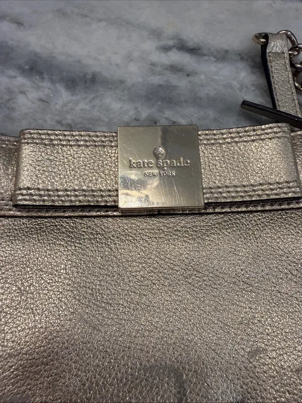 Kate Spade Primrose‎ Hill Leather Crossbody Shoulder Bow Bag Gold - Image 5
