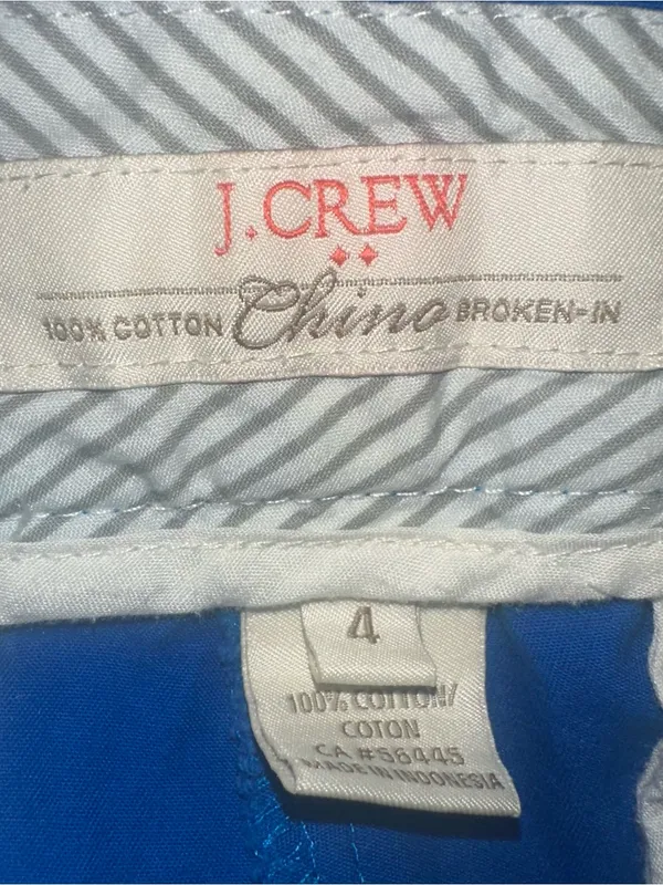 J. Crew Cobalt Blue 100% Cotton Chino Shorts Size 4 - Image 4