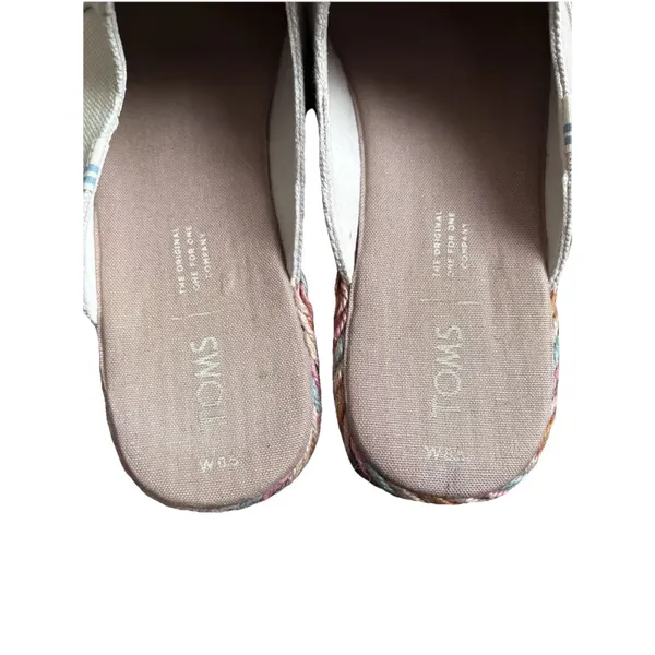 Toms Canvas‎ Slip-on Espadrilles Flats Tan Canvas With Colorful Trim Size 8.5 - Image 4