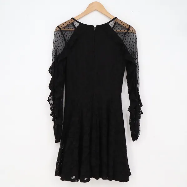 City Triangles Dress Womens 7 Black Lace Mesh Ruffle Sleeves Excellent - Image 4