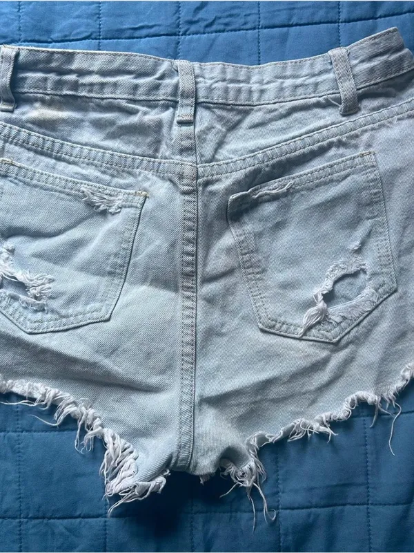 SheIn Light Blue Distressed Denim Shorts - Casual Summer Swim - Image 4
