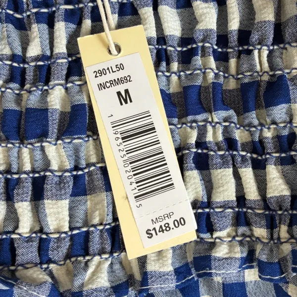 Max Studio London Blue Gingham‎ Smocked Cottagecore Midi Dress NWT M - Image 6