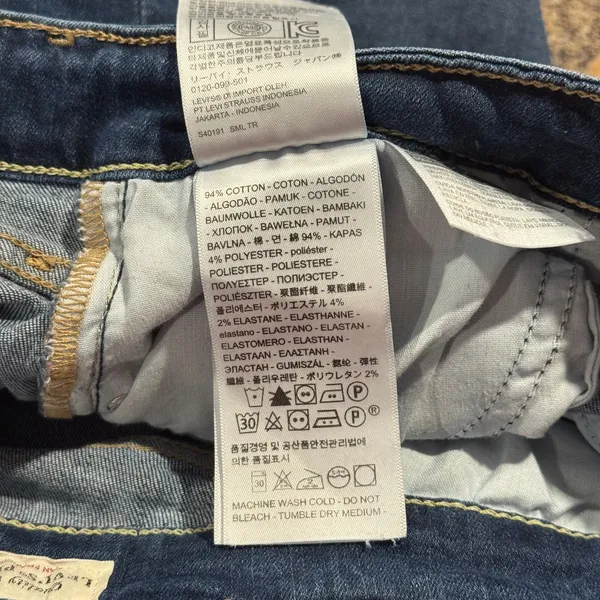 Levis Jeans 721 High Rise Skinny Big E Premium Distressed Y2K Grunge Blue 27 - Image 3