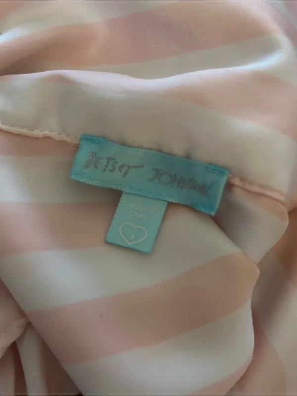 Vintage Betsey Johnson Pink and White Striped Mrs. Pajamas Set - Image 6