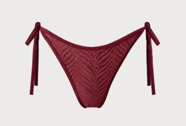 BERLOOK Burgundy Crochet Halter Triangle TOP AND Burgundy Crochet Tie Bottom 52 - Image 9
