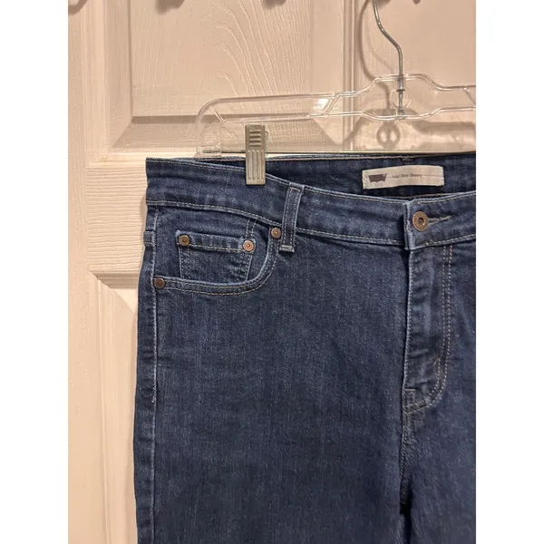 Levis Mid Rise Skinny Jeans Womens 16 Short Dark Wash Blue Denim Stretch - Image 2