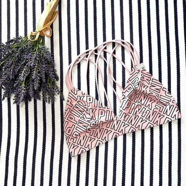 NWOT PINK Victoria’s Secret Logo Bonded Triangle Bralette Medium - Image 4