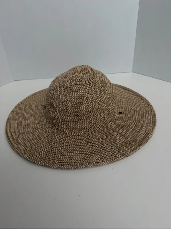 REI Hat Straw Wide Brim Braided Tan Taupe Brown Sun Packable Travel Beach Unisex - Image 5