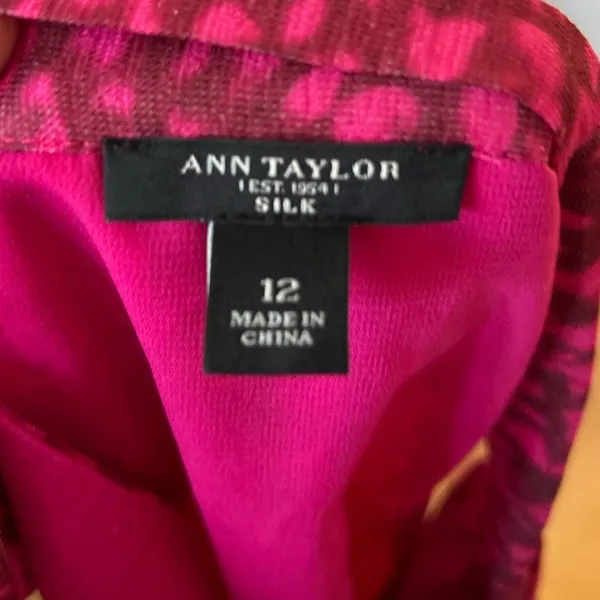 Ann Taylor Hot Pink Silk Tie Dye Ruffle Front Sleeveless Tank Top Blouse - Image 4