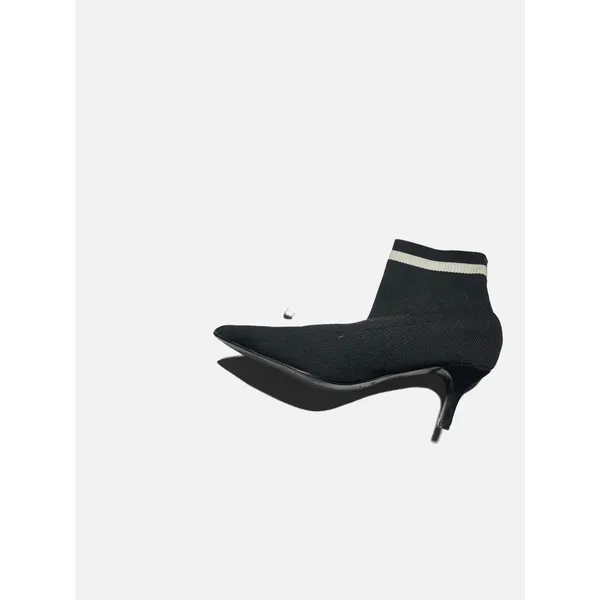 Jaggar Womens Knit Sock Booties Black White Stripe Pointed Toe Kitten Heel‎ 39 - Image 4