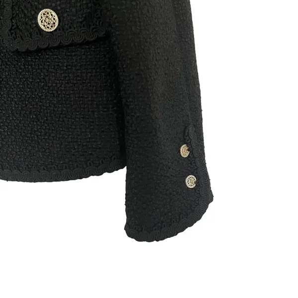 Zara Black Tweed Double Breasted Open Collarless Blazer Jacket Size XS NWT - Image 6