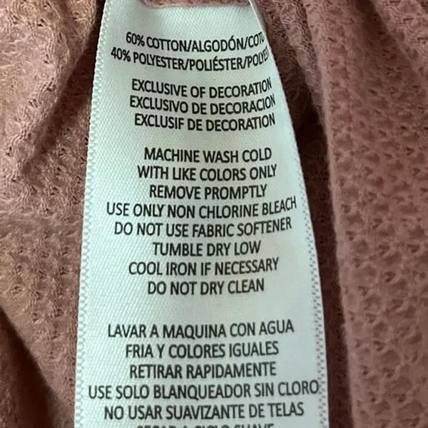 Calvin Klein Pink Waffle Knit Ruched Short Sleeve V Neck T Shirt Tee Top Size S - Image 4