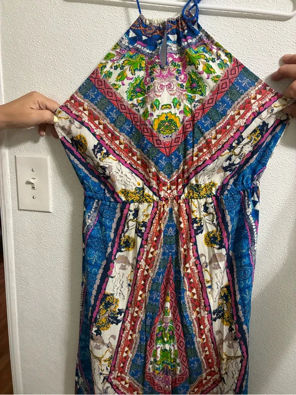 Flying Tomato Floral Print Strapless Maxi Dress in Blue, Pink, Green M - Image 5