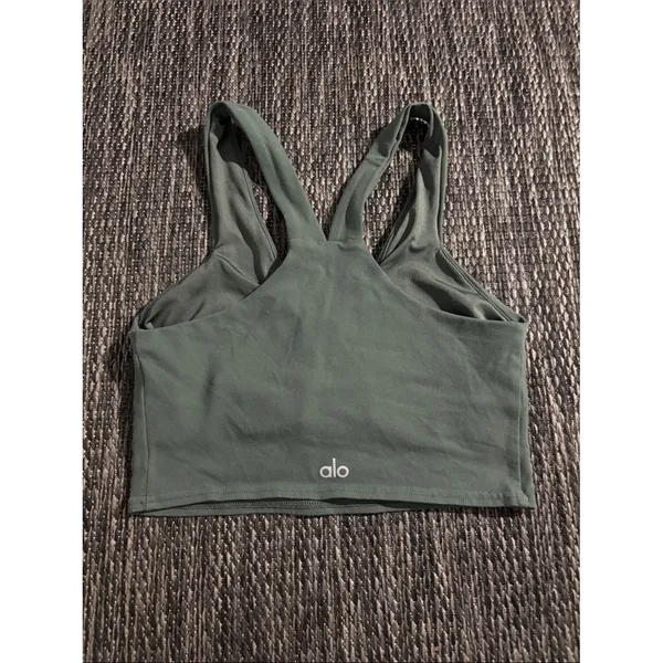 Alo Yoga Real Bra Tank Olive Green Size Small - Image 2