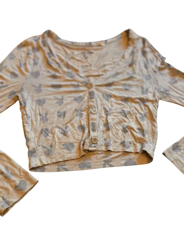 Playboy PacSun Y2K Bunny Heart Print Blue Cropped Cardigan Top Womens Small GUC - Image 8