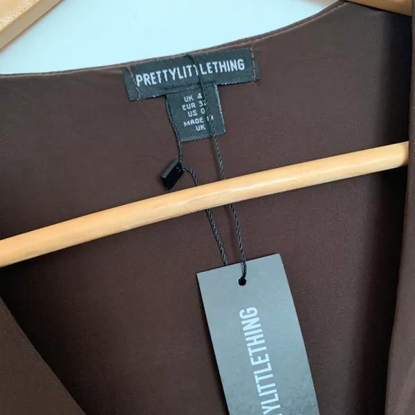 Pretty Little Thing Brown Long Sleeve Ruched Cut Out Maxi Dress - Image 8