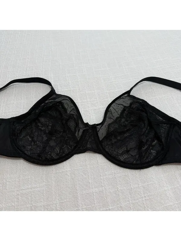 HSIA 36C Enchante Unlined Black Lace Underwire Bra Minimizer - Image 8