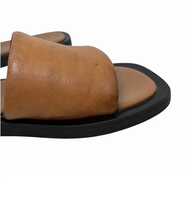 Free People Wren Leather Slide Sandals Tan Square Toe Size 7 - Image 6
