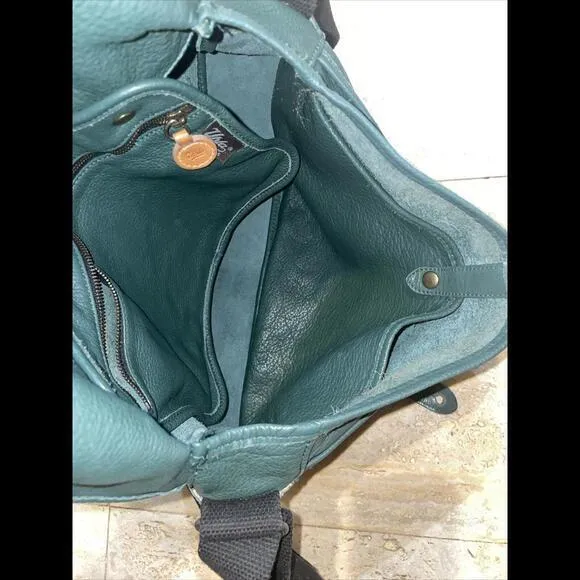 Urla Paris Green Pebble Leather Crossbody‎ Slouchy bag - Image 8