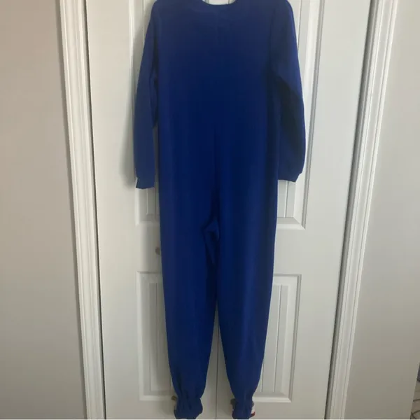 Nick & Nora Sock Monkey Footed Pjs Pajamas Size S Sleepwear Blue Fleece Pockets - Image 8