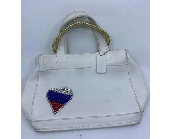 Coach Handbag White Customized with Applique - Image 3