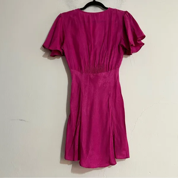 Vrg Grl All The Way Bias Cut Flowy Short Sleeve Mini Dress Pink Size 6 Glam - Image 3