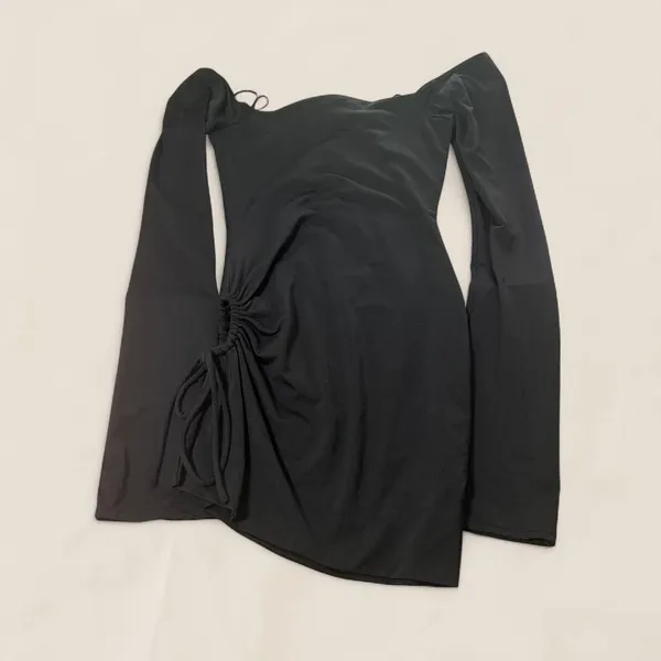 thatssofetch noor black mini dress size 2 cut out tie dark coquette whimsy goth - Image 5