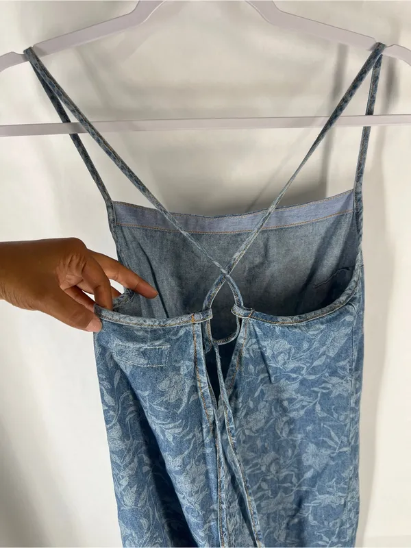 rag & bone Laser Floral Denim Tie Dress Blue Size S - Image 6