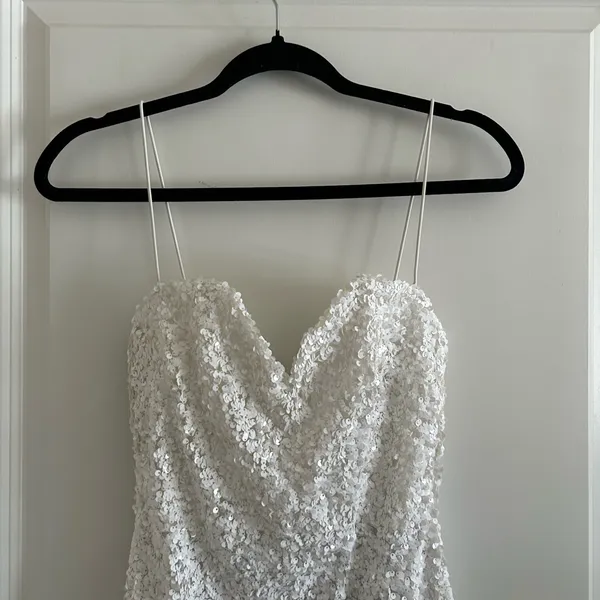Nookie Confetti Sequin Mini White Bodycon Dress - Image 5