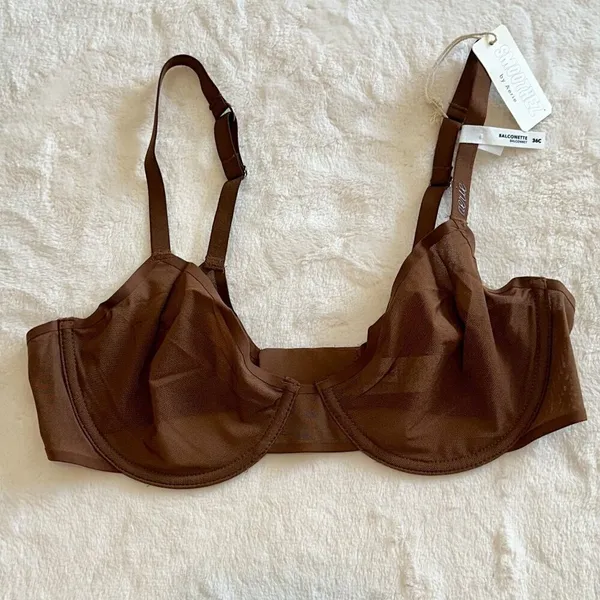 NWT Smoothez by Aerie Mesh Unlined Balconette Bra in Dark Maple Brown - 36C - Image 2