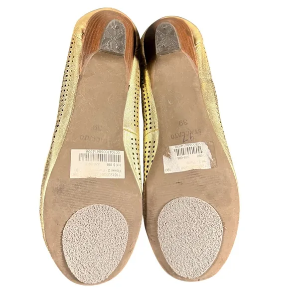 Staccato Gold Perforated Studded Ballet kitten heel Women‎ Size 39 - Image 6