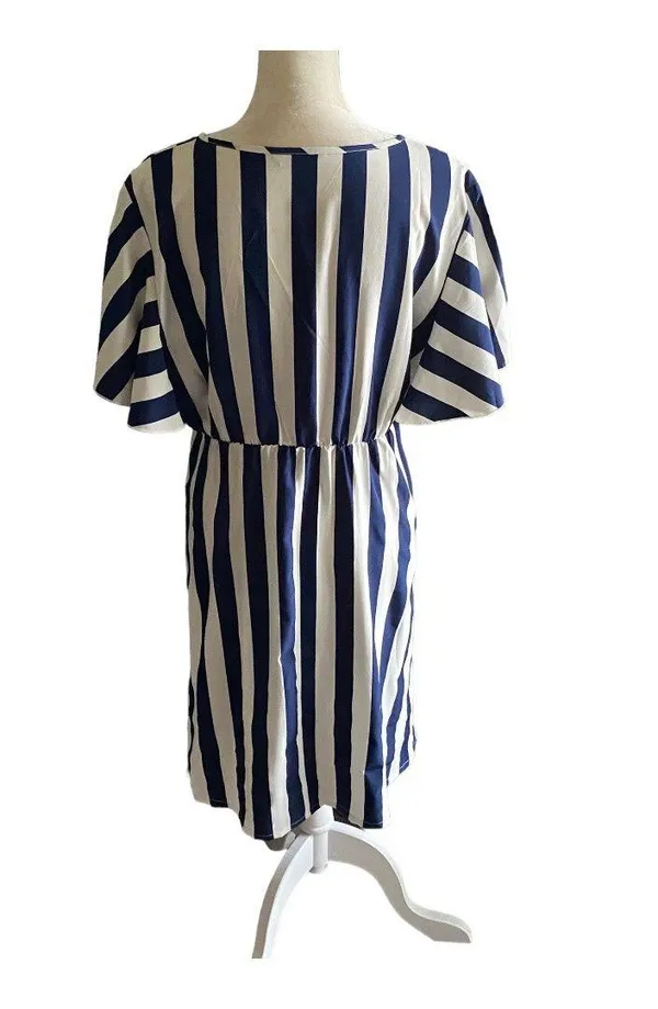 Adorable navy blue and white striped dress - Image 7