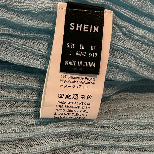 SHEIN Light Blue Ribbed Long Length Cardigan Pockets Lightweight - Image 5