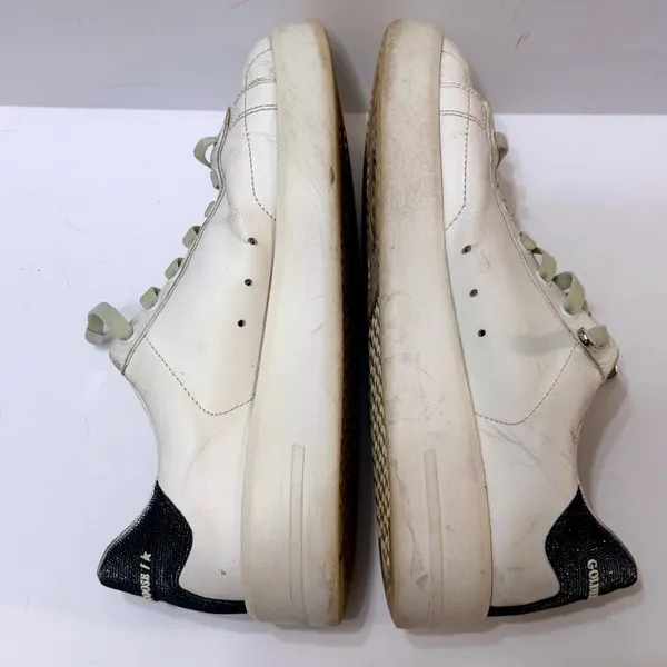 Golden Goose PureStar Low Top Sneakers White Leather Glitter Heel Size 38 US 8 - Image 10