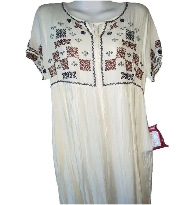 Piper And Scoot L Dress Women’s Cream Floral Embroidered Maxi Cottage Core - Image 6
