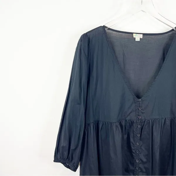 J.Crew Beachwear Button Front Bathing Suit Cover Up L Black - Image 4