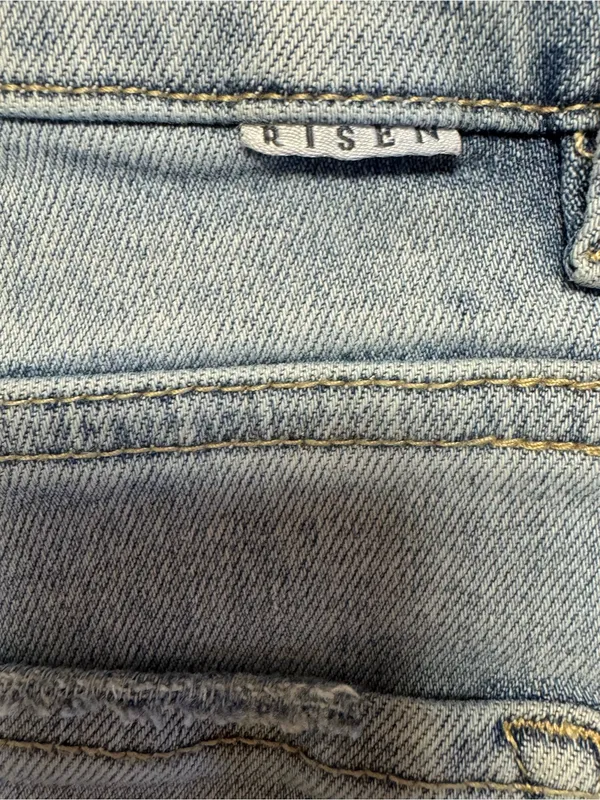 RISEN Light Wash Asymmetrical Wrap Denim Skort Size Large EUC - Image 7
