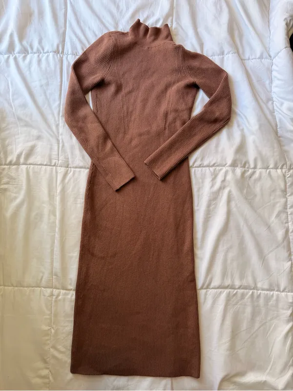 Abercrombie & Fitch Mauve Ribbed Open-Back Midi Dress - Image 8