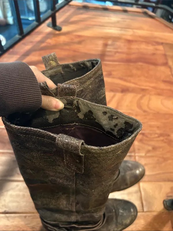 Steve Madden Womens Brodiee Riding Boot Brown Crackle Distress Buckles Size 8.5 - Image 9