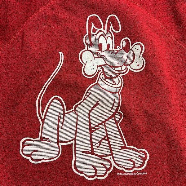 VTG WALT DISNEY PLUTO DOG RED PULLOVER GRAPHIC SWEATER - Image 5