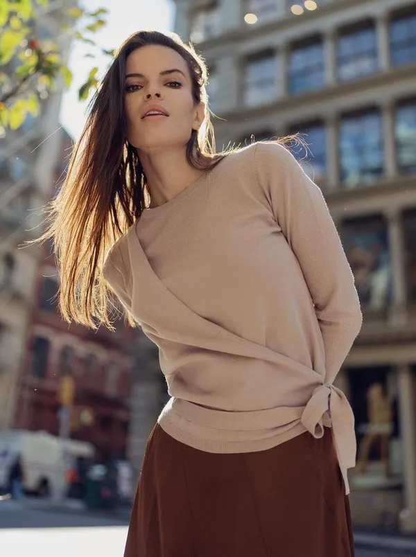 Meli Basic Tie Waist Wrap Sweater - Image 3