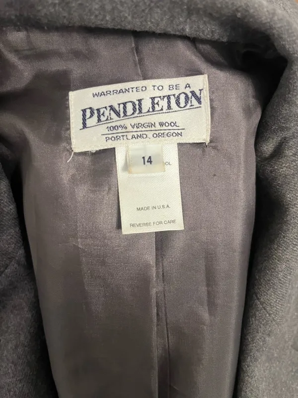 Pendleton Women's Gray 100% Wool‎ Single Button Blazer Jacket Size 14 - Image 3