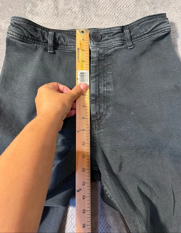Zara Marine Straight High Rise Wide Leg Jeans Charcoal Gray Raw Hem Size 8 #1900 - Image 5