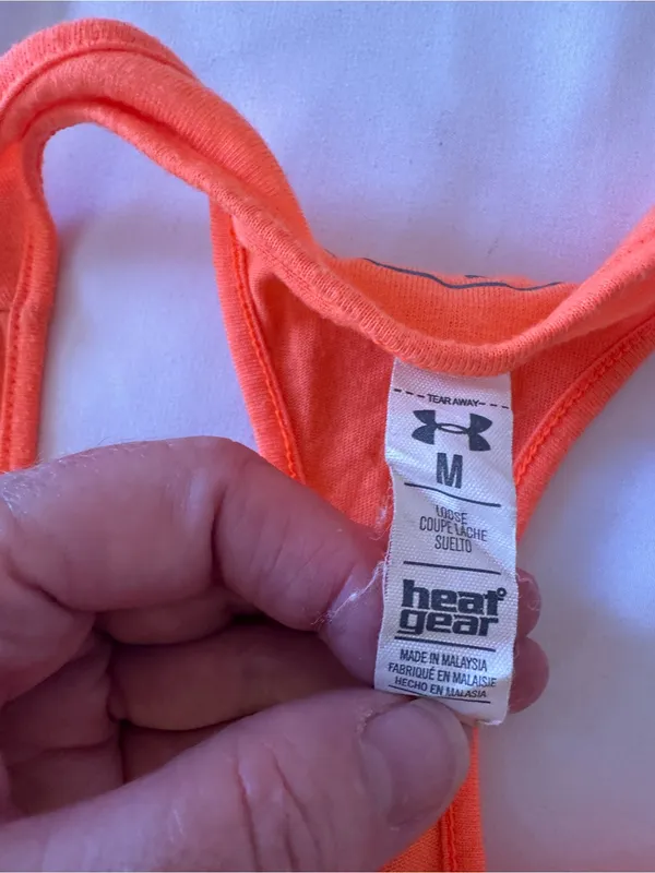 Under Armour Neon Orange Racerback Tank with Silver Logo - Image 4