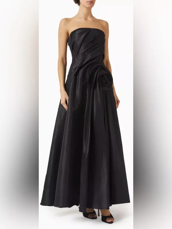 NEW Acler HAWFORD Black rosette strapless maxi Dress Sz 4 - Image 2
